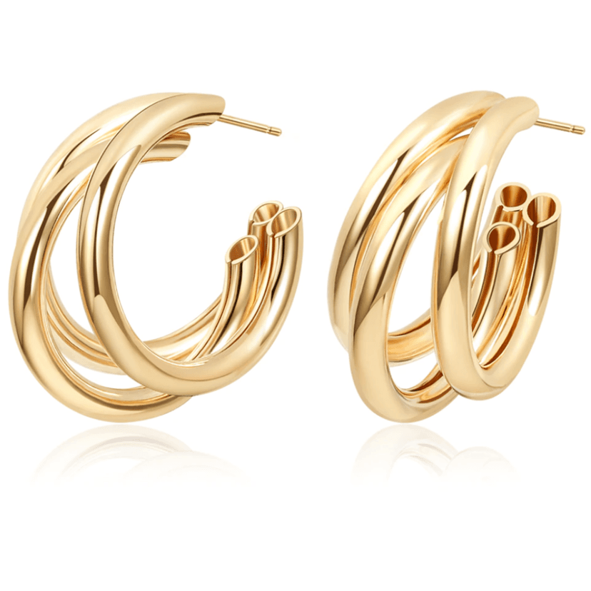 Retro Twist Triple Hoop Earrings