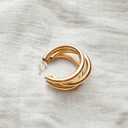Retro Twist Triple Hoop Earrings thumbnail 4